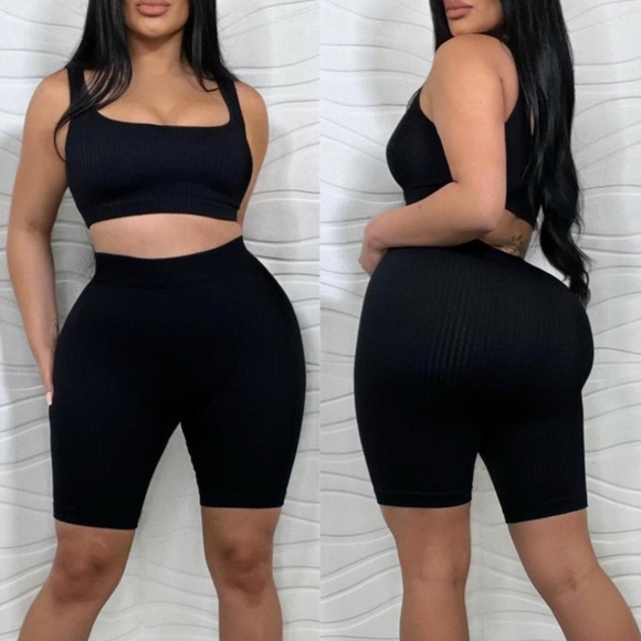 Ribbed Biker Short Set - Picture 1 of 5